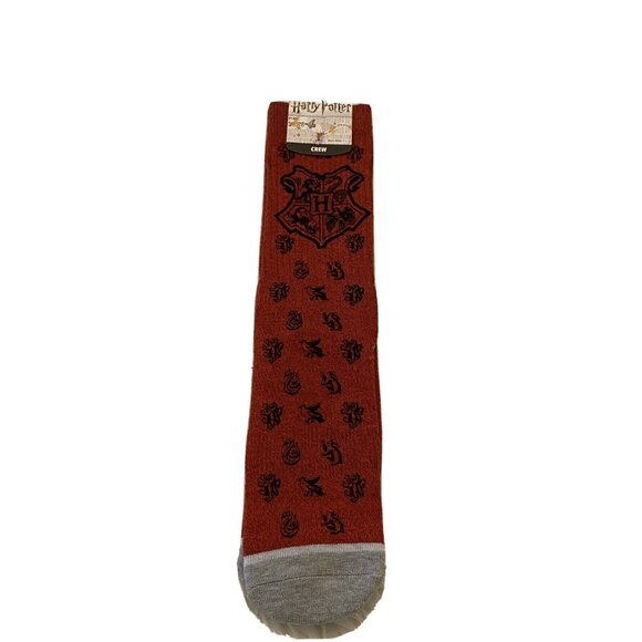 NEW Harry Potter Gryffindor House Crest Scarlet Mens size 8-12 Crew Sock 1 Pair - Picture 1 of 7